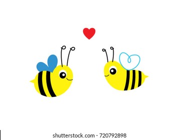 cute bee valentine greeting vector