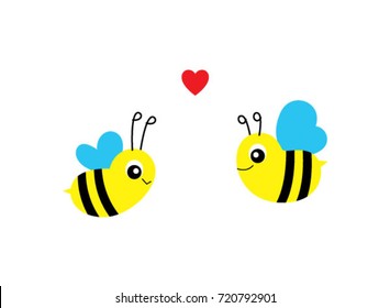 cute bee valentine greeting vector