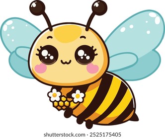Una linda ilustración de Arte vectorial de abeja