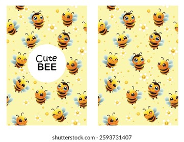 Cute bee vector illustration file for use in creative works, including media production and various printed media.