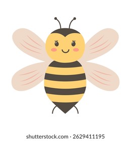 Linda abeja. Ilustración vectorial aislada sobre fondo blanco.
