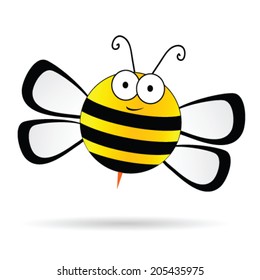 cute bee vector illustration on white background