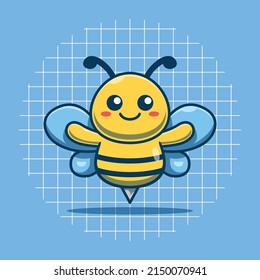 La abeja cuta quiere abrazar la ilustración vectorial. Estilo de caricatura plano.