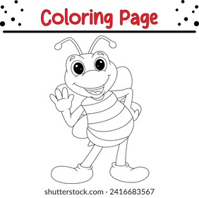  cute bee waving coloring page for kids