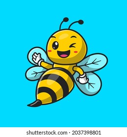 Ilustración del icono del vector de dibujos animados de mano de abeja suave. Concepto de icono de la naturaleza animal Vector Premium aislado. Estilo de dibujo plano 