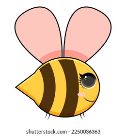 Cute Bee Waving Hand Cartoon Vector Icon Illustration. Animal Nature Icon Concept Isolated Premium Vector. Flat Cartoon Style
