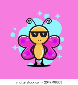 Cute Bee wearing glasses Premium Vector