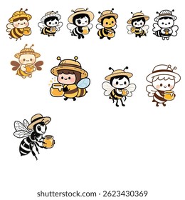 Cute bee wearing a straw hat