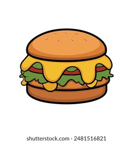 Cute beef burger cartoon vector icon illustration cartoon concept
