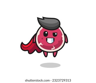 the cute beef character as a flying superhero , cute style design for t shirt, sticker, logo element