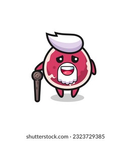 cute beef grandpa is holding a stick , cute style design for t shirt, sticker, logo element