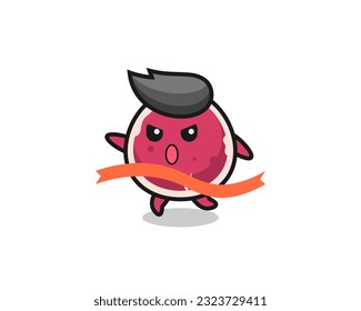 cute beef illustration is reaching the finish , cute style design for t shirt, sticker, logo element