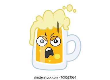 Cute Beer Angry . Vector Illustration.Isolated on white background.
