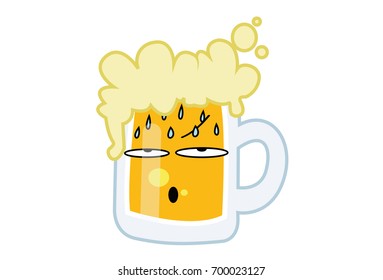 Cute Beer Annoyed. Vector Illustration.Isolated on white background.