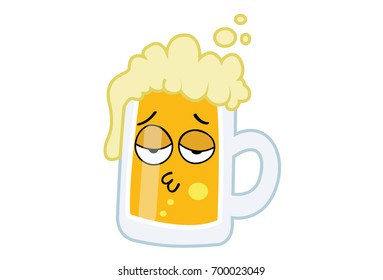 Cute Beer bored. Vector Illustration.Isolated on white background.