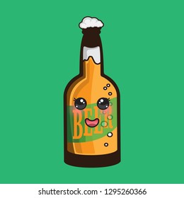 cute "beer bottle" cartoon images in kawaii anime style With a funny expression, isolated with solid colored background.