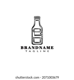 cute beer bottle cartoon logo icon design template black modern isolated vector illustration
