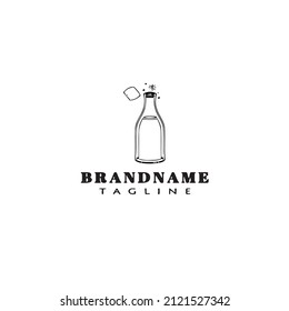 cute beer bottle cartoon logo icon design template black modern isolated vector illustration