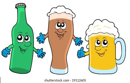 Cute beer collection - vector illustration.