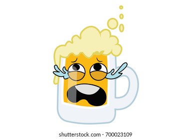 Cute Beer Crying. Vector Illustration.Isolated on white background.