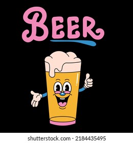 cute beer glass character vector illustration, perfect for icons, stickers and logos