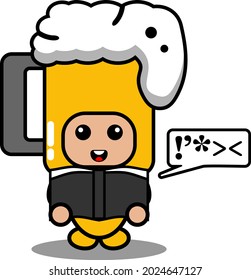 cute beer glass mascot costume doodle vector cartoon character reading a book