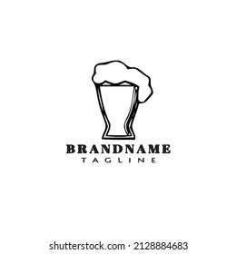 cute beer glasses cartoon logo icon design template black modern vector illustration
