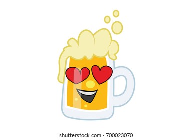 Cute Beer in Love. Vector Illustration.Isolated on white background.