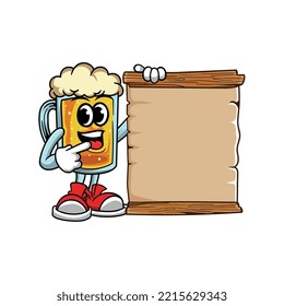 
Cute beer mug with advertising board.vector