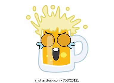 Cute Beer Sad. Vector Illustration.Isolated on white background.