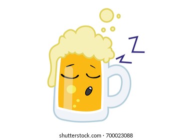 Cute Beer Sleeping. Vector Illustration.Isolated on white background.