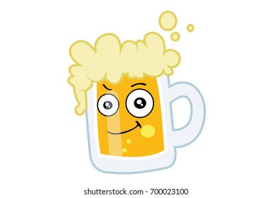Cute Beer Smiling. Vector Illustration.Isolated on white background.
