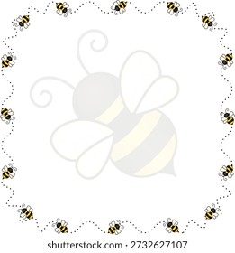 Quadro de borda de abelhas bonito na borda de página de fundo branca