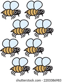 Cute bees in cartoon style. Seamless pattern. Vector baby illustration.