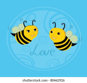 cute bees in love card