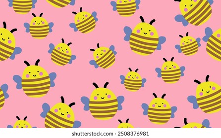Design vetorial de fundo de padrão de abelhas bonito