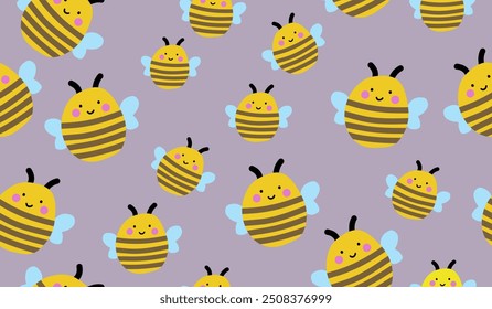 Cute bees pattern background vector design