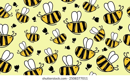 Cute bees pattern background vector design