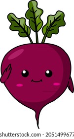 Cute Beet Fruit Vector in Puprle Color with Smie Face