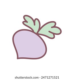 Cute beet icon. Hand drawn illustration of a beetroot isolated on a white background. Vector 10 EPS.