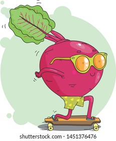 Cute Beet in Yellow Goggles Rides Longboard
