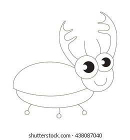 Cute beetle to be colored. Coloring book to educate kids. Learn colors. Visual educational game. Easy kid gaming and primary education. Simple level of difficulty. Coloring pages.
