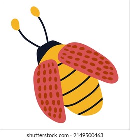 Escarabajo lindo en un fondo blanco y aislado. Estilo dibujado. Ilustración vectorial.	