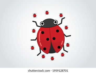 cute beetle set . Black doted red beetle.. good for ad concept design element, leaflet brochure design, chemical and pesticide label design 