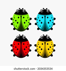 cute beetle vector in red.green.yellow and blue colors, beetle illustration, vector set