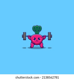 cute beetroot doing weight training