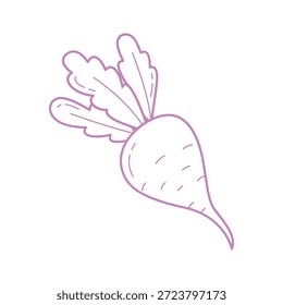 Ilustración dibujada a mano de remolacha linda en estilo Doodle mínimo