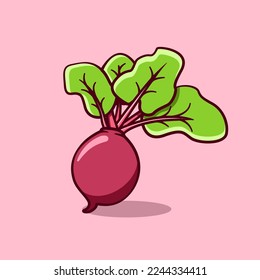 cute beetroot illustration in cartoon style on isolated background