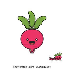 linda mascota de remolacha, ilustración de dibujos animados de fruta fresca, aislada en fondo blanco