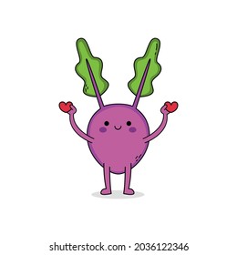 Cute beets cartoon character spreading love